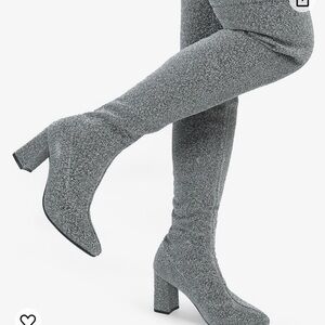 Silver blue knee high glamour boot